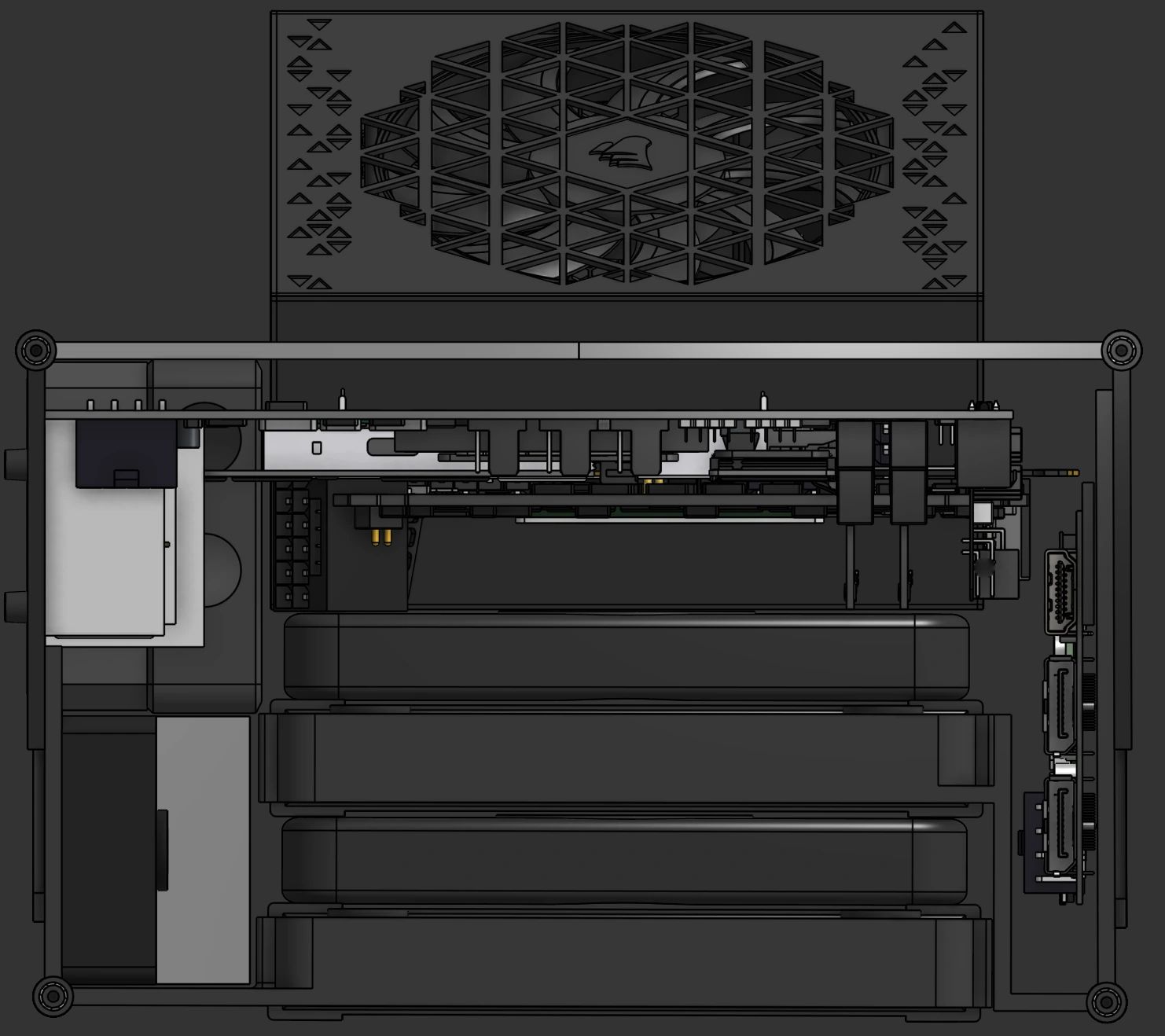 The case closed, end view