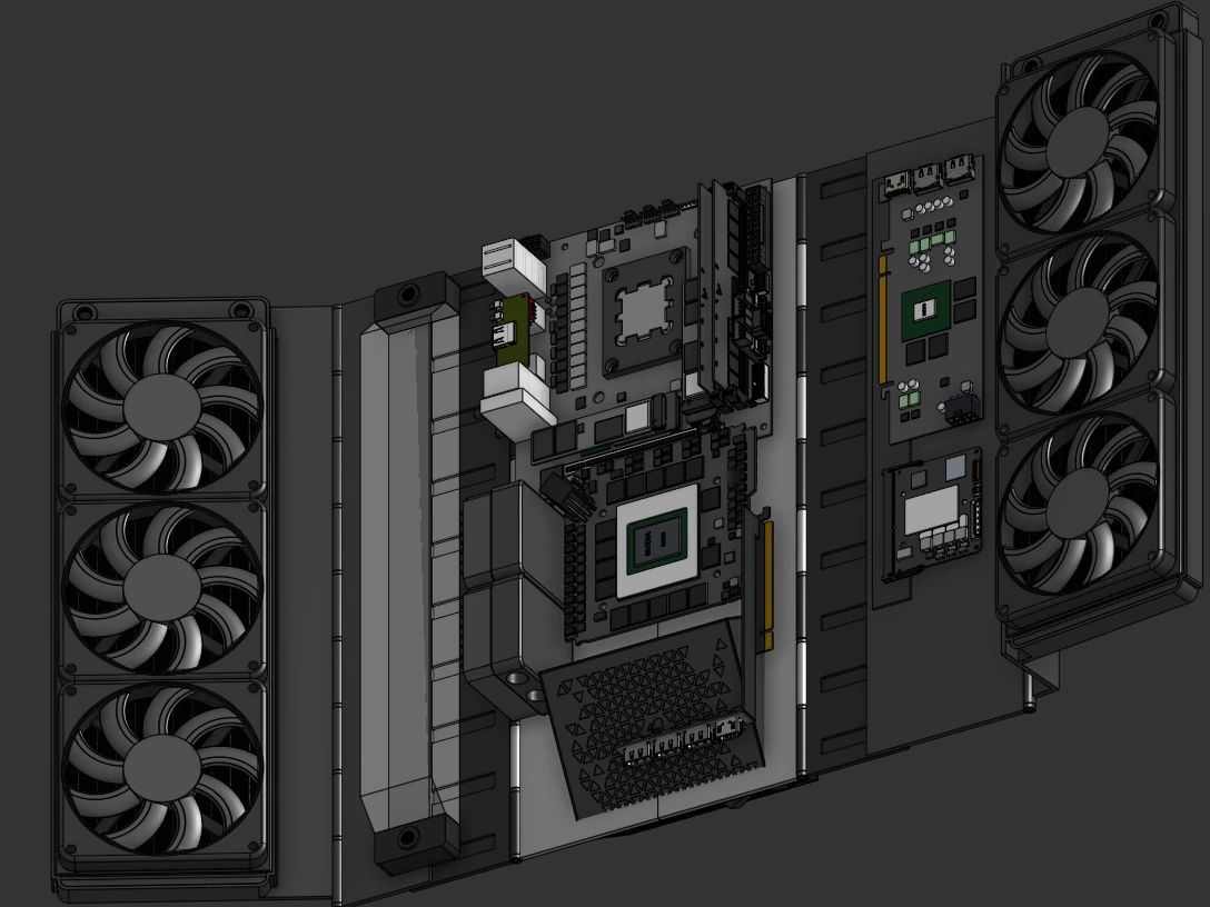The case open, isometric from below