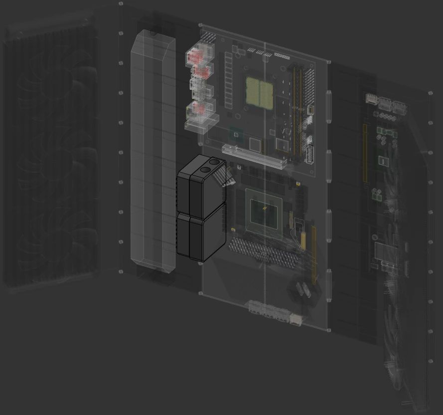 The two pumps, with the rest of the case transparent