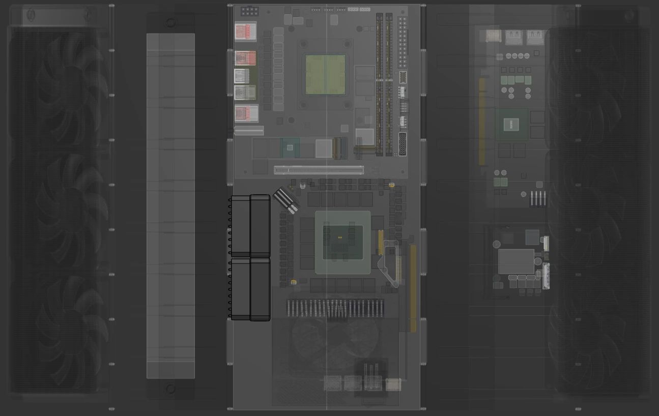 The two pumps from above, with the rest of the case transparent