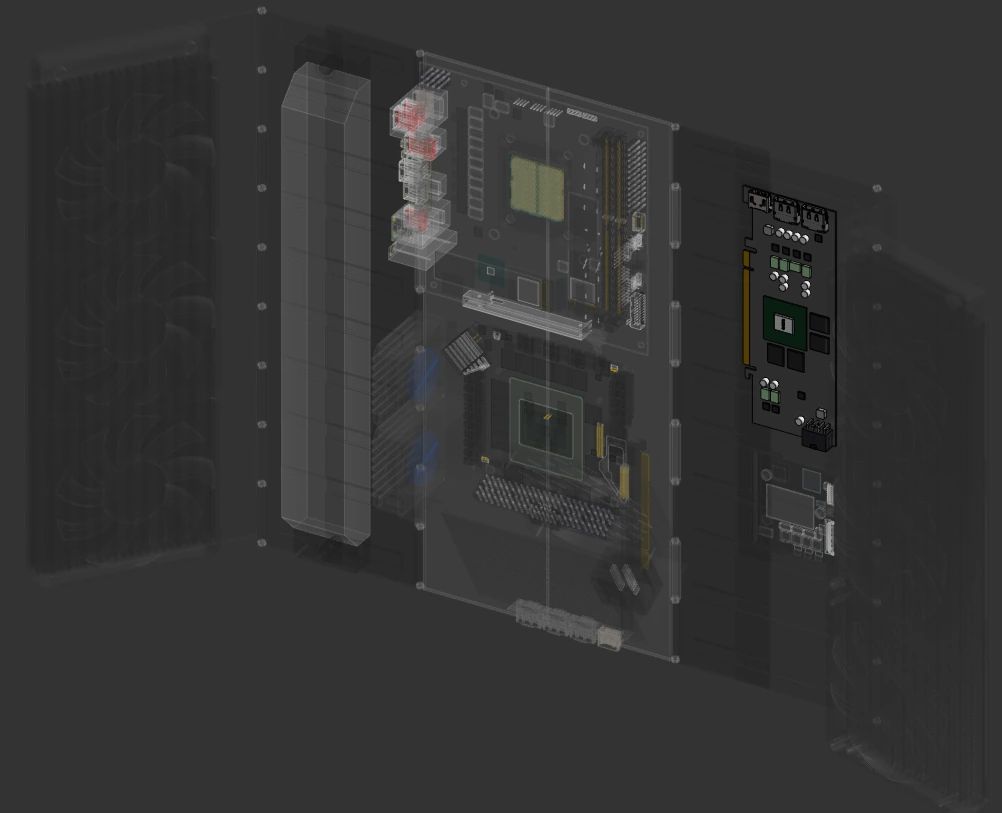 The RTX 5060, with the rest of the case transparent