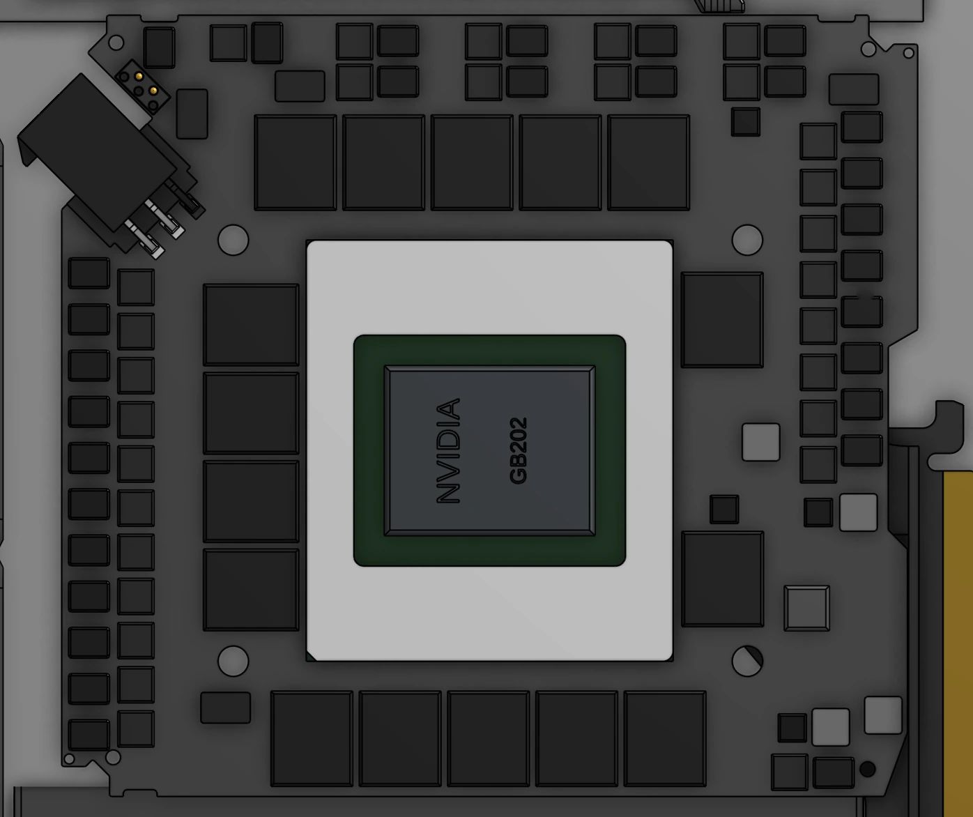 The RTX 5090 board and GB202 die