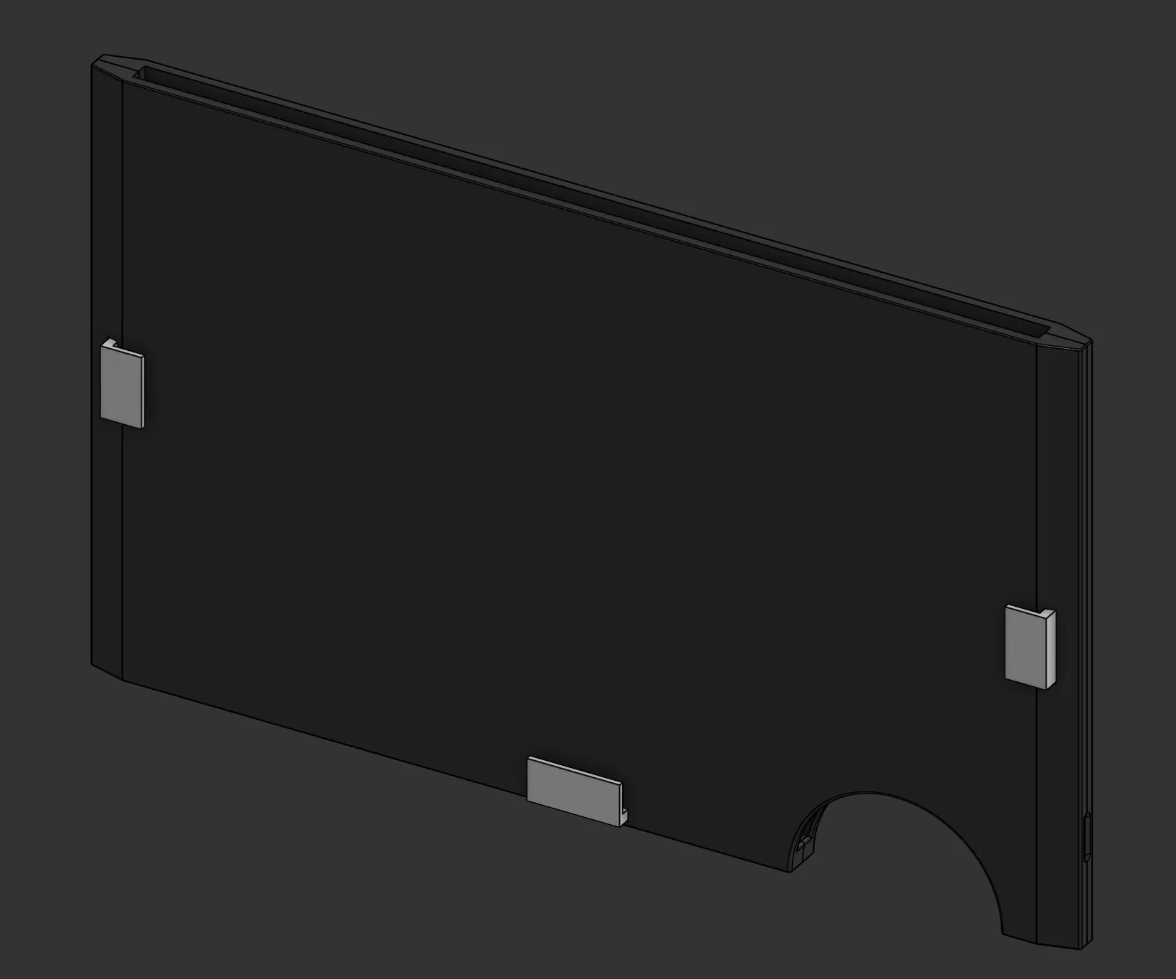 Onshape CAD of the mini wallet, with its three card clips.