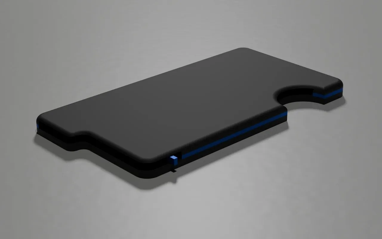 The final MagWallet design from the back, from the other end.